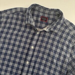 UNTUCKit Men's Zuccardi Shirt Size XXL Navy‎ Plaid Check Short Sleeve Button Up